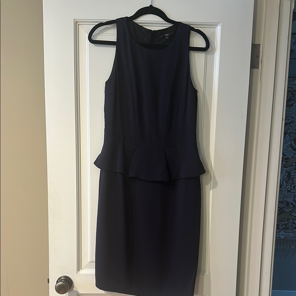 Boss Black Peplum Sheath Midi Dress